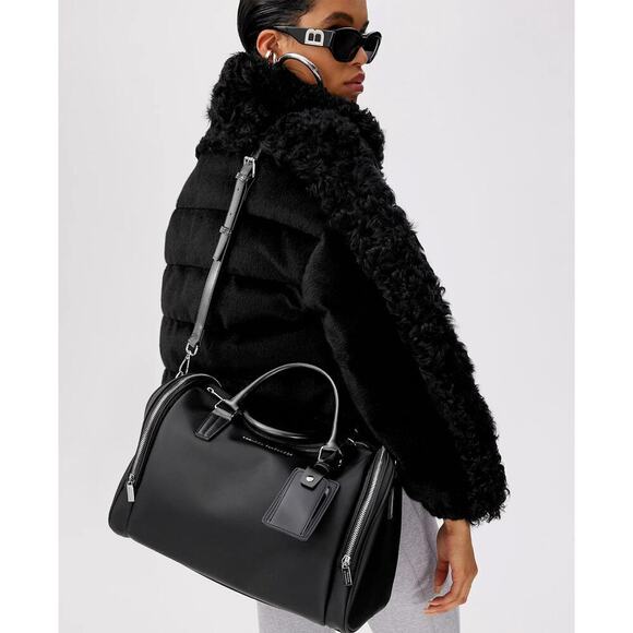 Brandon Blackwood  Medium Duffle Bag in Black Grain Leather with Silver Hardware - Picture 7 of 7